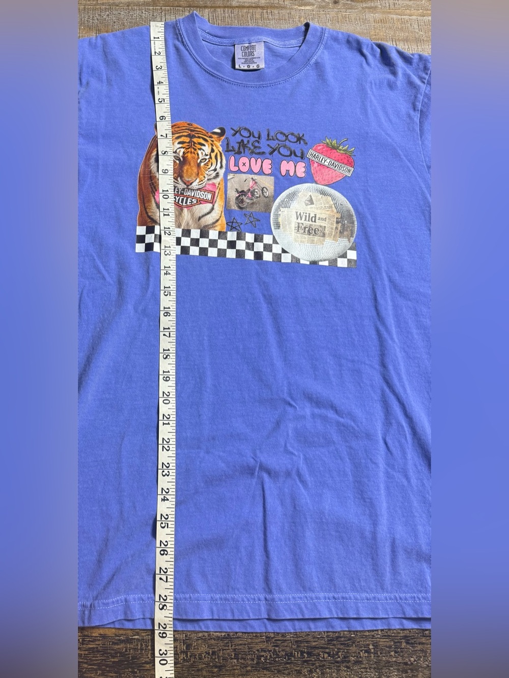 Comfort Colors Blue Short Sleeve Tee with Tiger Graphic - Picture 6 of 6